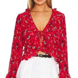 Faithfull the Brand Red Floral Blouse